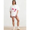 Oversized T Shirt Black Cat With Pink Wings And Butterflies Print For Casual Wear