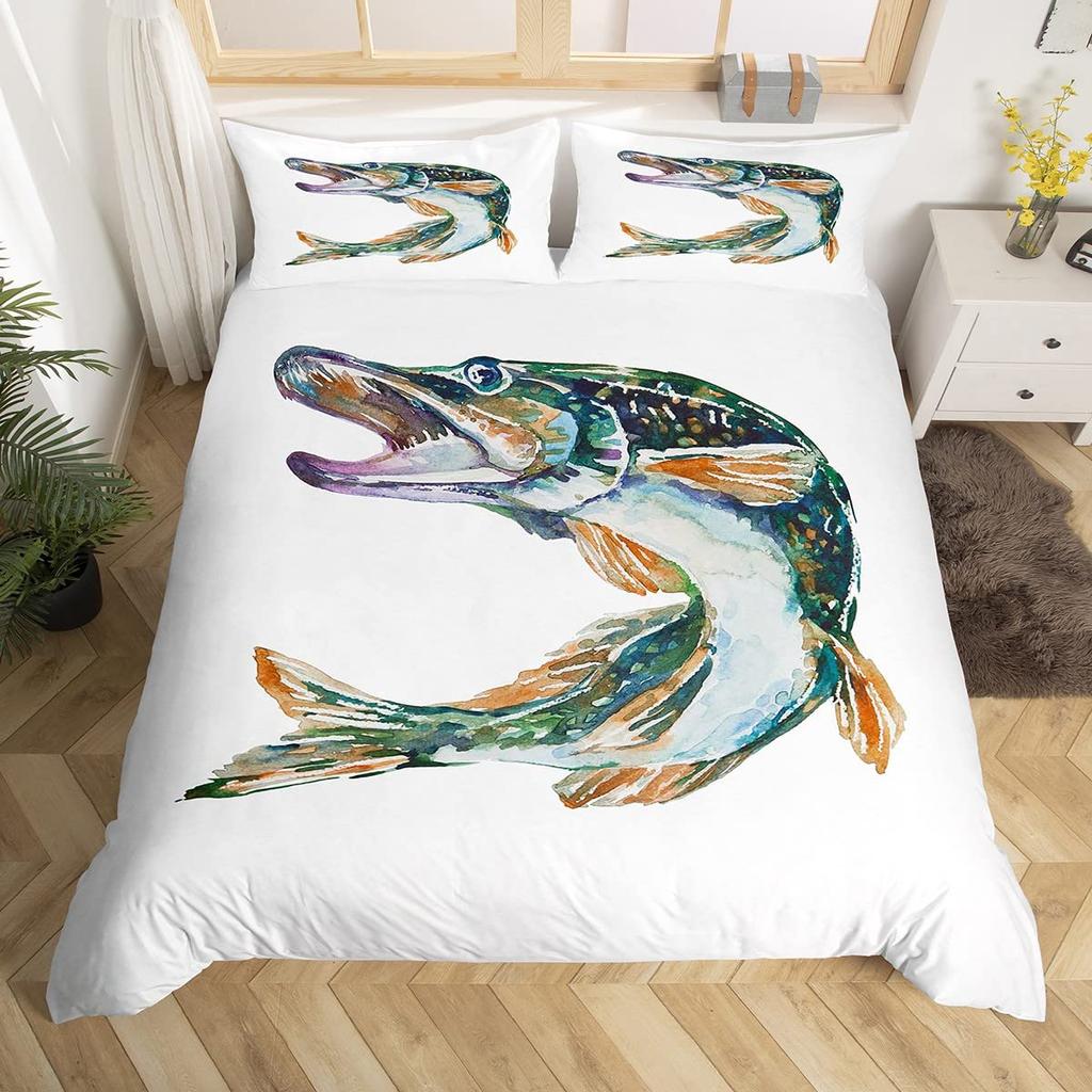Комплект постельного белья бирюзового цвета с изображением морского животного, пододеяльник с изображением охотничьей тематики, леса, джунглей, полиэстеровый чехол