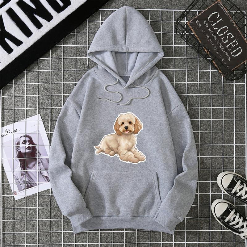 Spring Summer Women's Hoodie 3D Kawaii Dog Printed Fashion Casual Long Sleeve Round Neck Top Loose Clothing