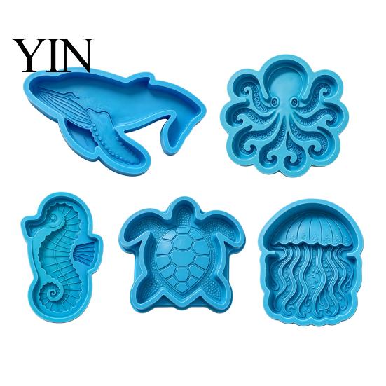 Ocean Animal Shape Casting Form Themed Stepping Stone Silicone Mold for DIY Garden Patio Walkway Path Decor, Reusable Concrete Animals Mold,