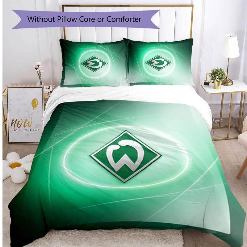 Werder Bremen Football Printed 3 Pieces Bedding Set, Comfortable Skin Friendly Bedroom Duvet Cover Set