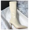 Fashion High Heel Temperament Korean Version Pointed Elastic Slim and Simple Solid Color Knee High Boots