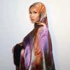 High-End Marble Print Silk Headscarf Shawl - Ethnic Style, 180x85cm
