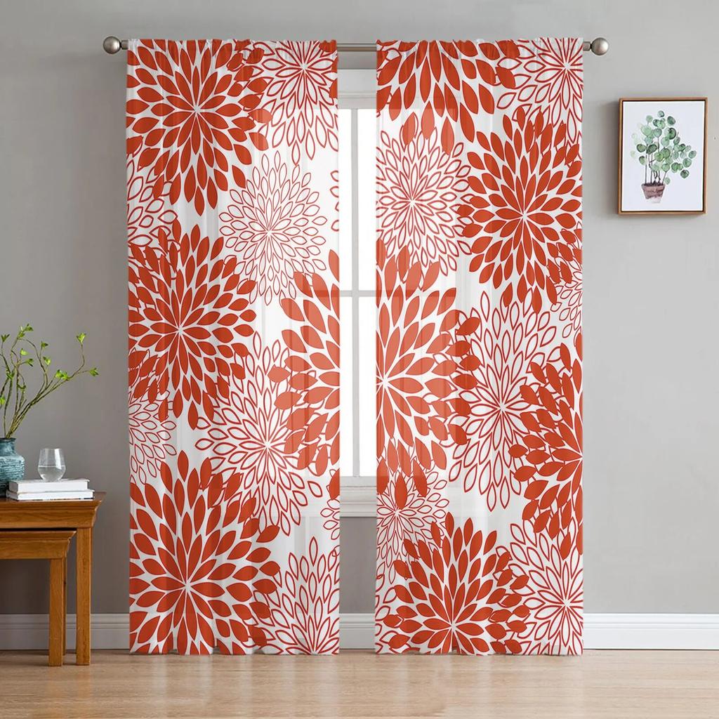 Light Pink Grey White Dahlia Texture Tulle Curtains for Living Room Kitchen Bedroom Sheer Tulle for Cafe Hotel Modern Home Decor