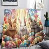 1Pc Easter egg animal Print Flannel Blanket, High quality Comfortable for All Seasons, Home Decor, Warmth and Comfort, Perfect for Christmas Gifts