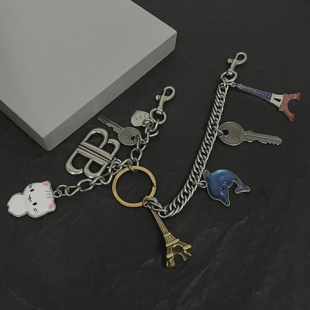 Paris Retro Chain Rodeo Motorcycle Bag Key Ring Pendant - High Quality