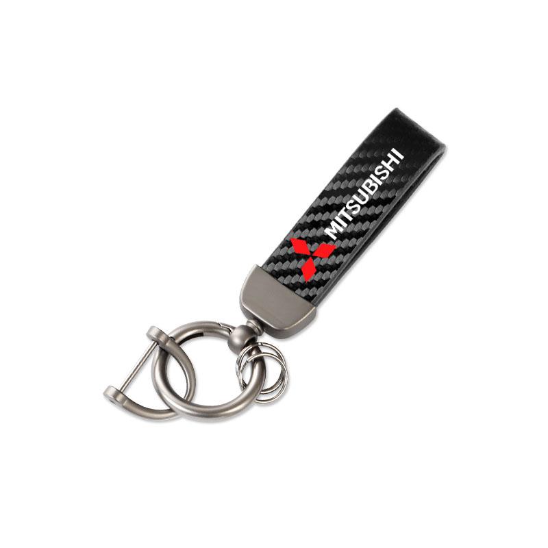 Carbon Fiber Texture Car Key Chain Ring Auto Keychain For Mitsubishi Lancer Outlander Pajero ASX Colt I200 Space Delica Triton