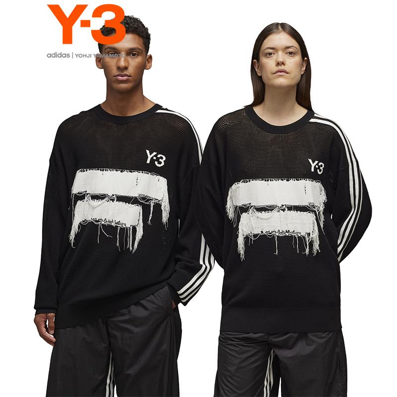 Y-3 Gfx Трикотажный свитер с круглым вырезом Унисекс Свитер Черный JN4873
