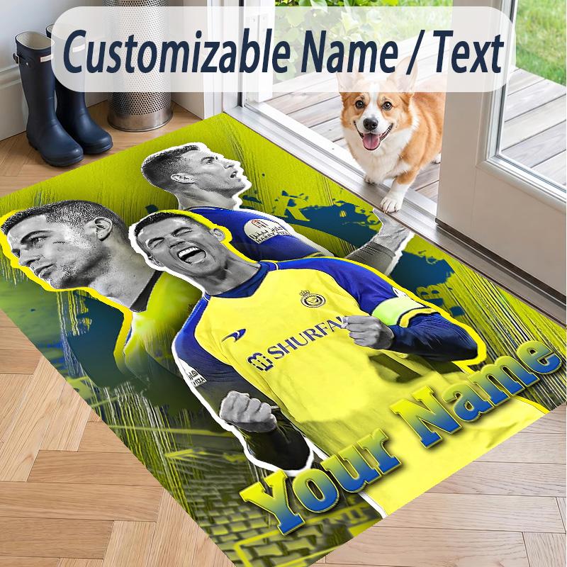 Custom Text Printed Rug Cristiano Ronaldo Non Slip Floor Carpet For Home Room Decor
