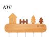 Hat And Scarf Organizer Wooden Key Holder with 5 Hooks, Cartoon House Theme Organizer, Multi Heavy Duty Screw Fixation Hooks Purpose Hanging Rack for