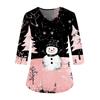 Женская модная и повседневная рождественская футболка с рукавом три четверти