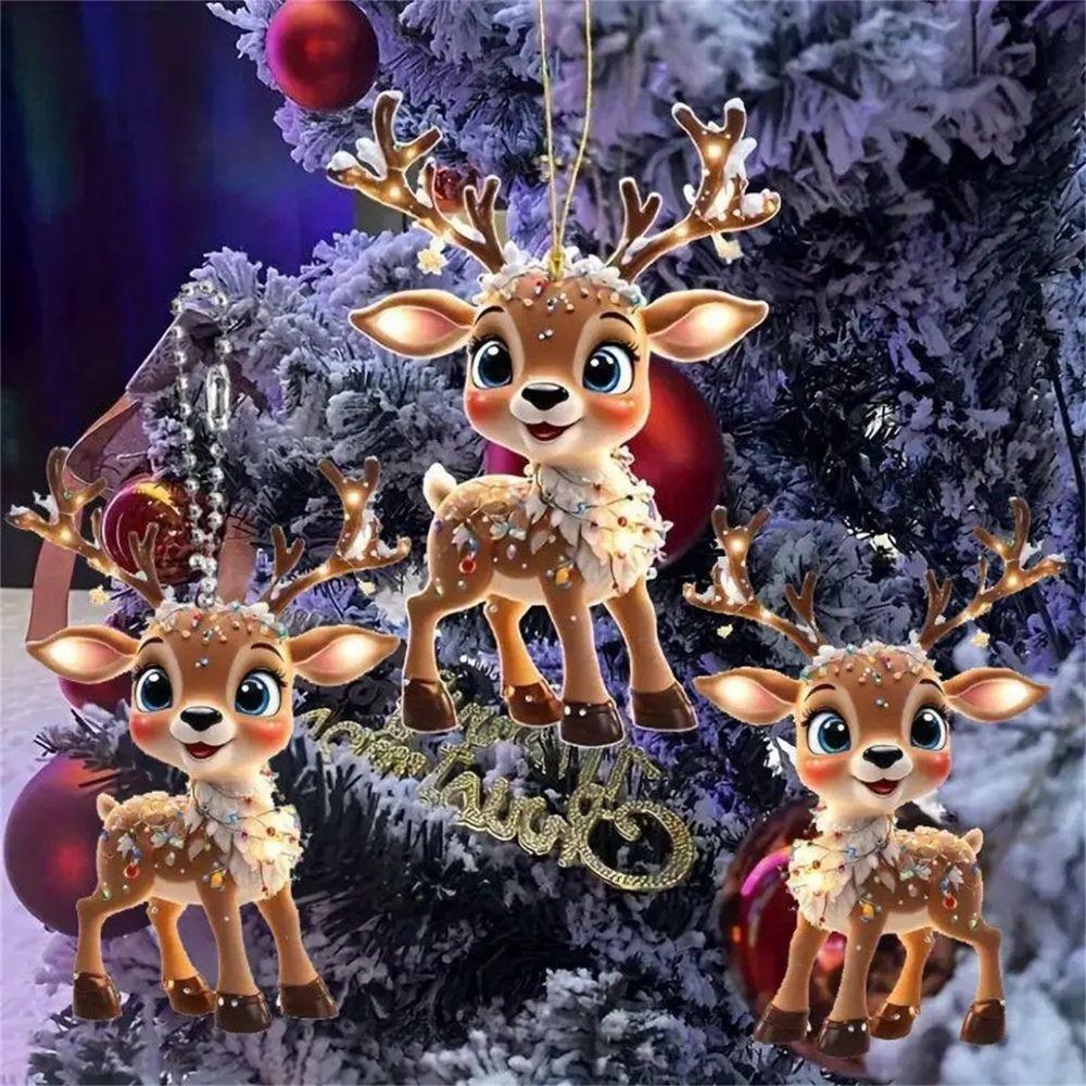 Acrylic Christmas Decoration Natal Theme Reindeer Ornament Xmas Tree Ornament Home Decoration