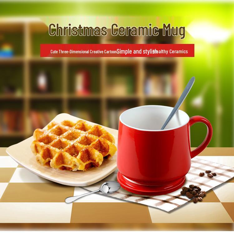 Рождественский милый мультяшный керамический набор кофейных кружек с животными
