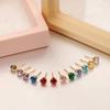December Birthstone Round Earrings Temperament Simple Color Zircon Stainless Steel Earrings