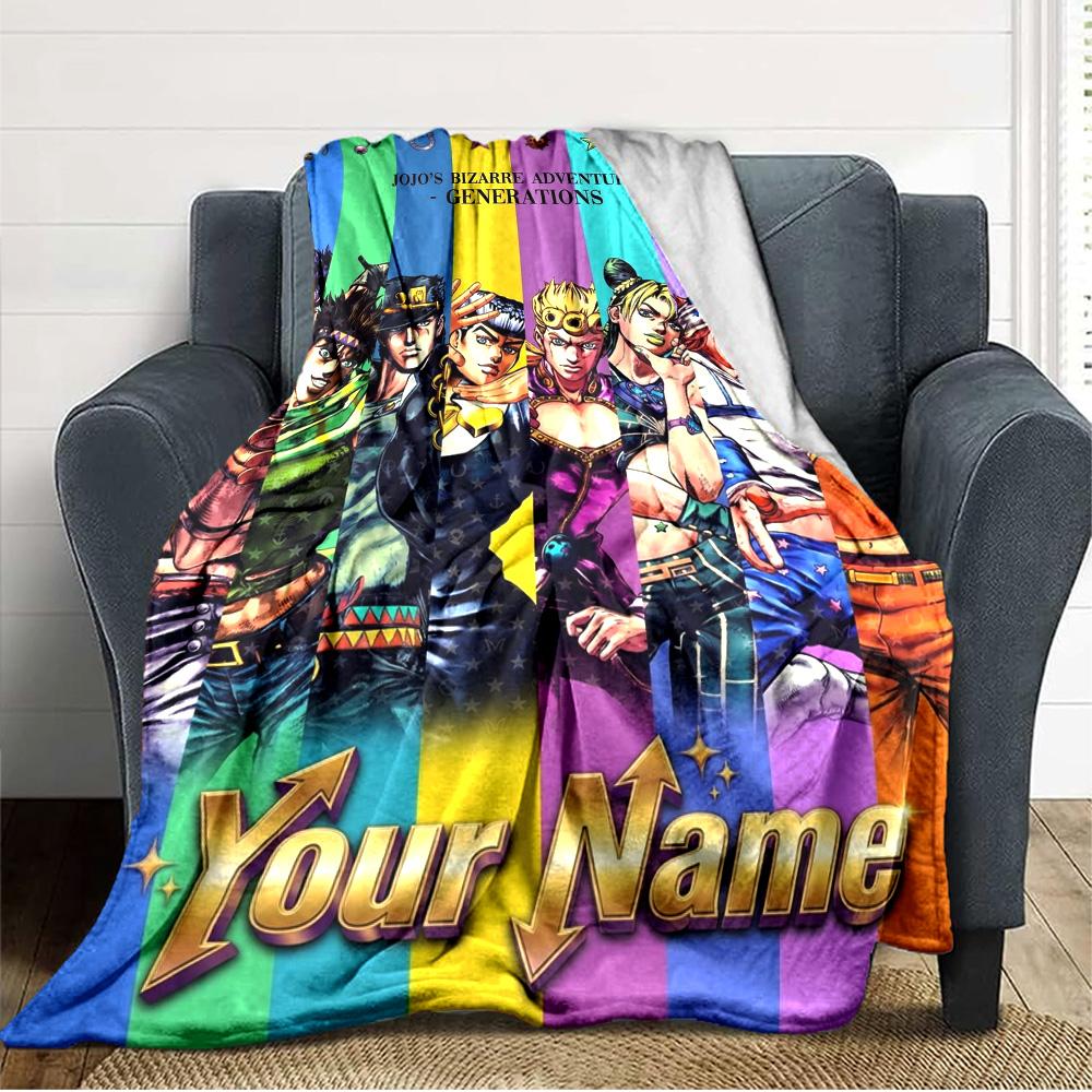 Name Custom The JoJo's Print Flannel Blanket High Quality Warm Comfortable Cover for All Seasons Perfect for Gifts Home Decor