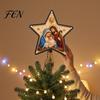 Christmas Tree Star Topper Christian Faux Pearl Art Kit, DIY Faith Nativity Holiday Decoration Kit Craft Decoration, Handmade Beaded Treetop Ornament