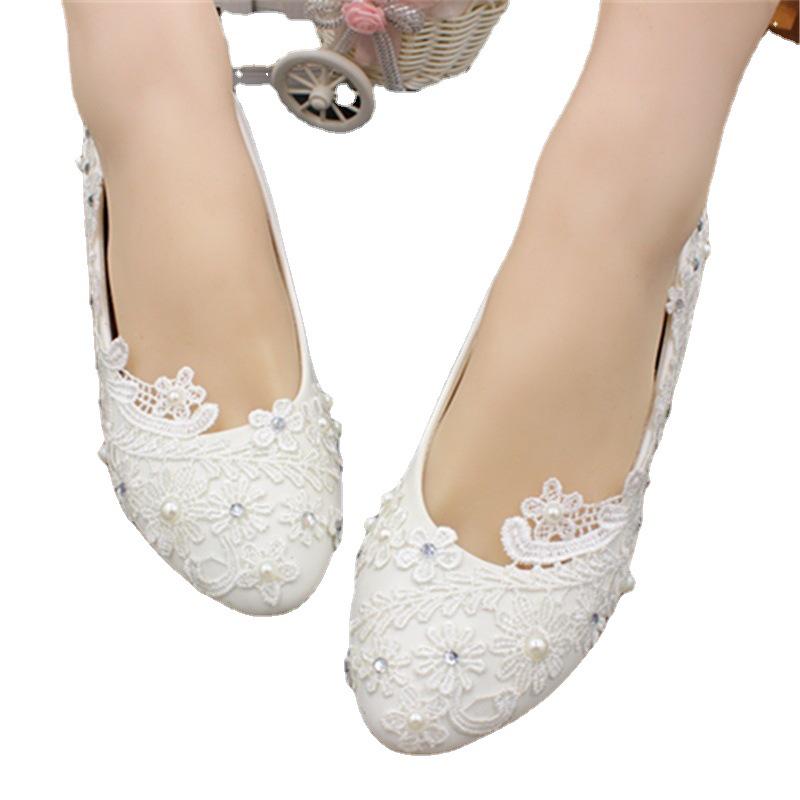 Новое поступление свадебных и подружек невесты на низком каблуке для женщин - Белый