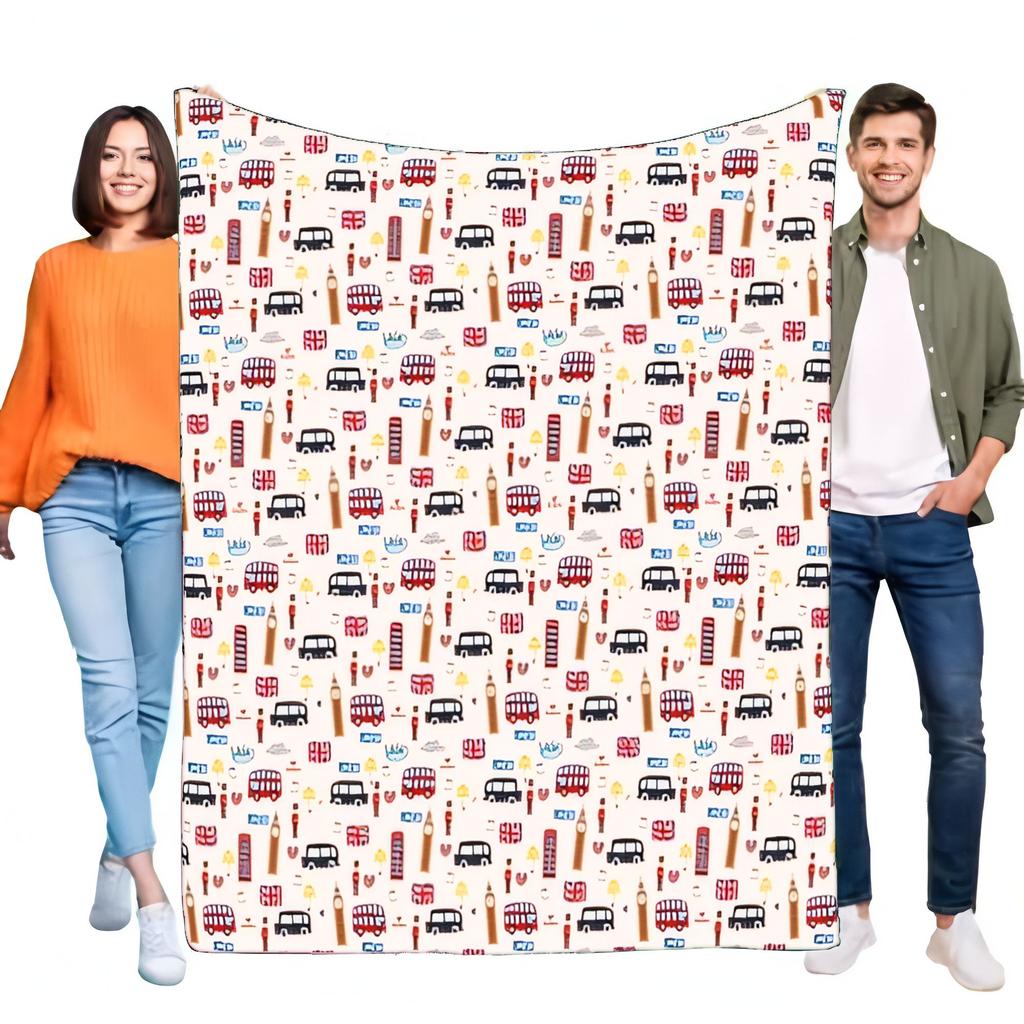 Vintage City Traffic Pattern Blanket Soft Cozy Throw for Home Bed Sofa Decorative Gift for Kids and Adults