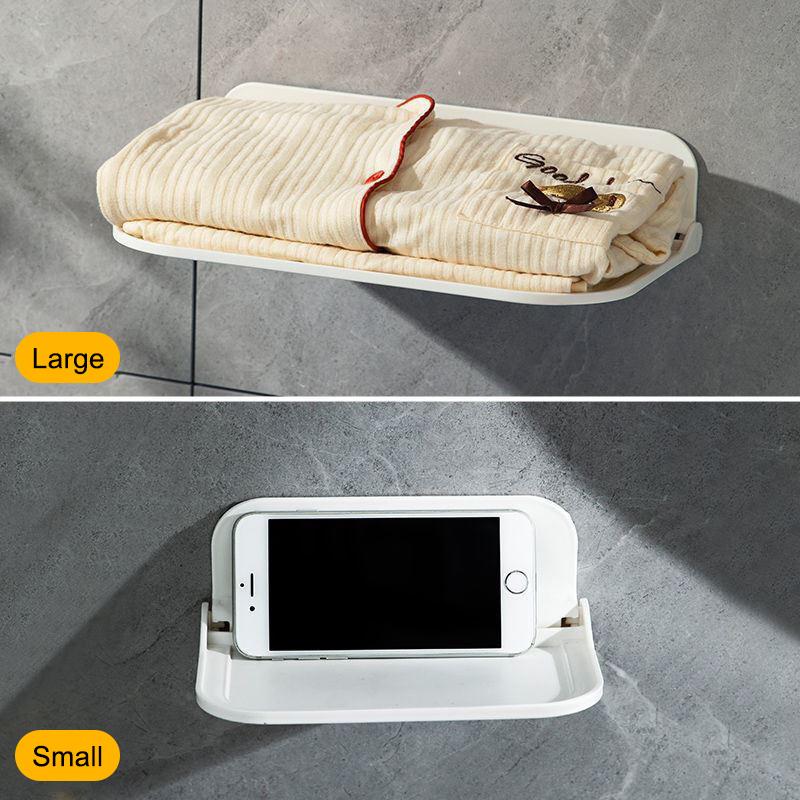 Складная настенная полка для ванной комнаты, настенная полка для хранения без перфорации, держатель для телефона, ювелирные изделия, пульт дистанционного управления, стеллаж для хранения полотенец, одежды