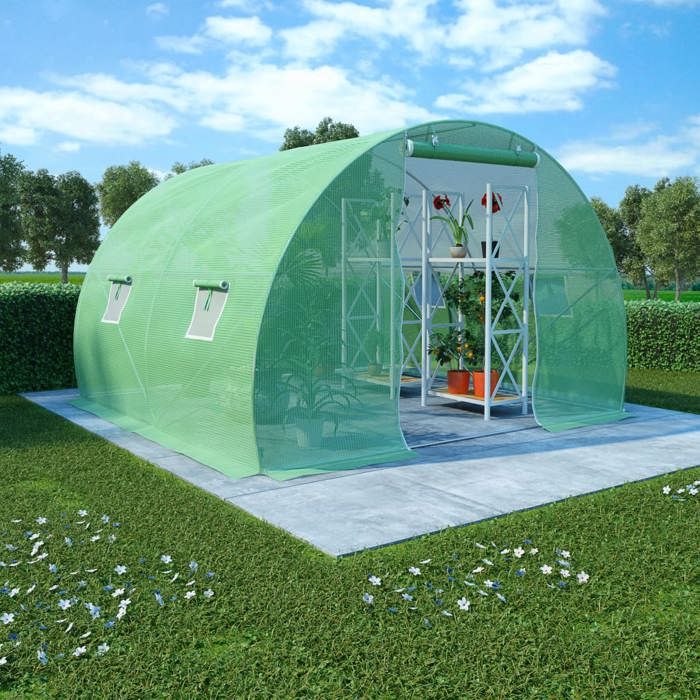 VidaXL Greenhouse Plant Shelter Flower Greenhouse Plant Greenhouse Vegetables Garden Resistant Durable Outdoor 6 M² Green 3x2x2 M 48158