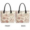  Vintage Floral Pattern Tote Bag Large Capacity Daily Use Canvas Shoulder Bag for Women