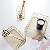 1 Pcs Nordic Gold Metal Iron Makeup Pen Storage Basket Office Desktop Sundries Makeup Brushes Holder Table Cosmetics Organizer Rack MYY