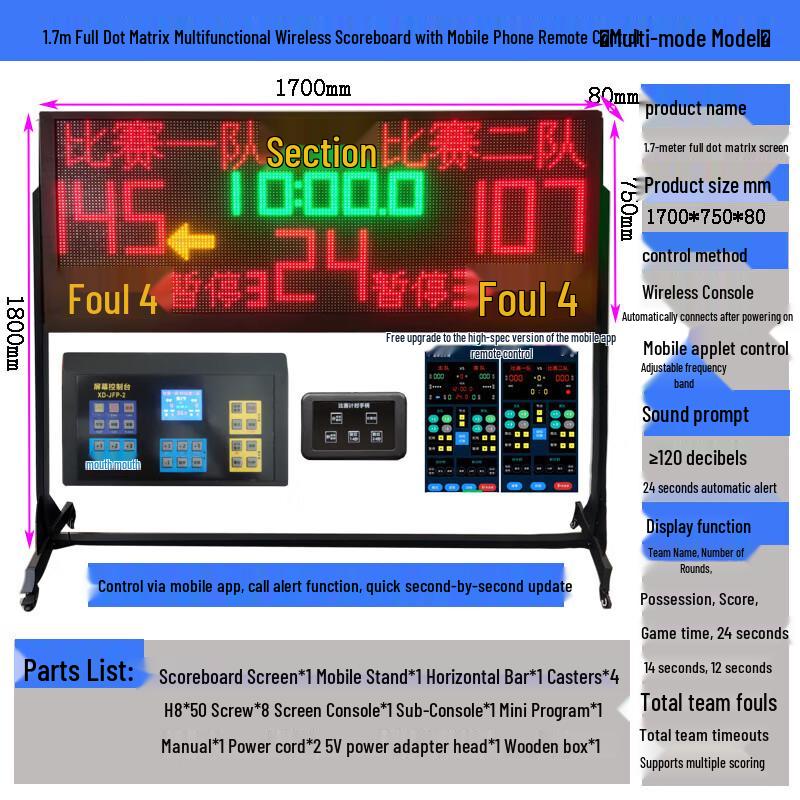 Basketball Electronic Scoreboard with 24-Second Shot Clock