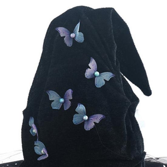 Шляпа ведьмы-бабочки регулируемого размера, легкая, удобная в носке, праздничный цилиндр, аксессуар для костюма на Хэллоуин