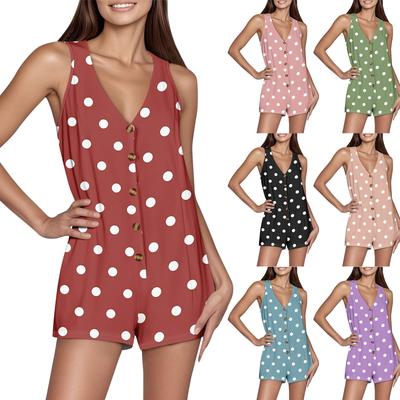 Женский модный ретро-комбинезон с принтом, повседневный комбинезон, шорты