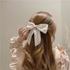 Gift Fashion Pearl Chain Women Side Clip Bow Hair Clip Spring Clip Hair Accessories