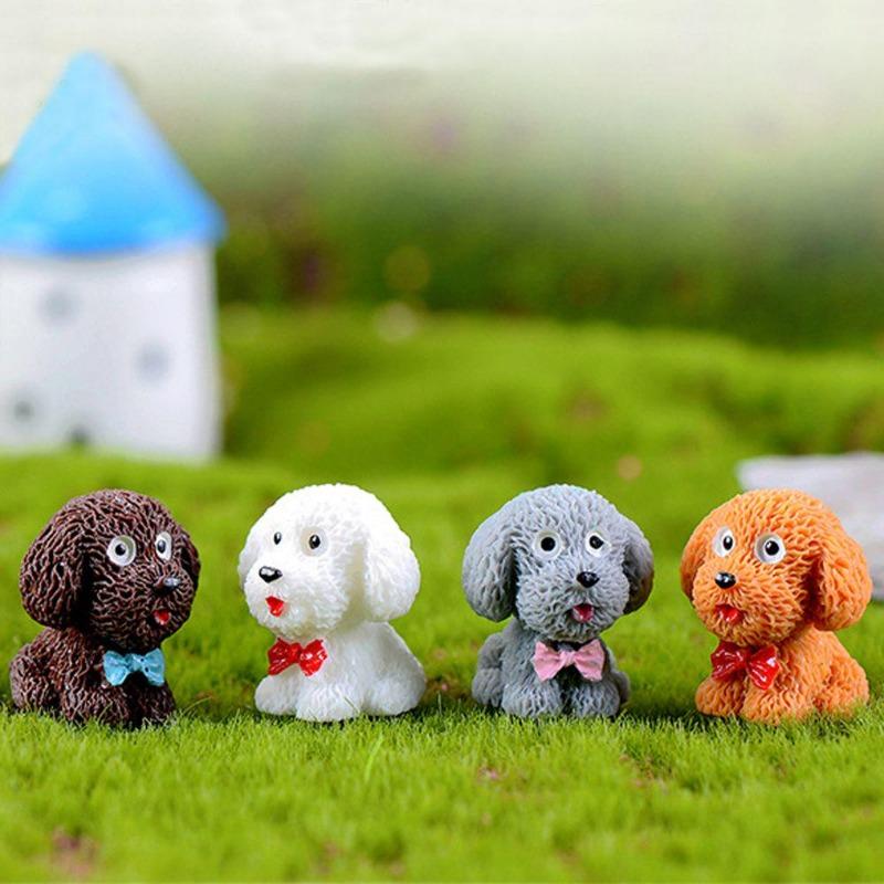 4pcs Mini Cute Dog Figurines Miniature Craft Fairy Garden DIY Kids Bedroom Living Room Car Ornament Home Decoration