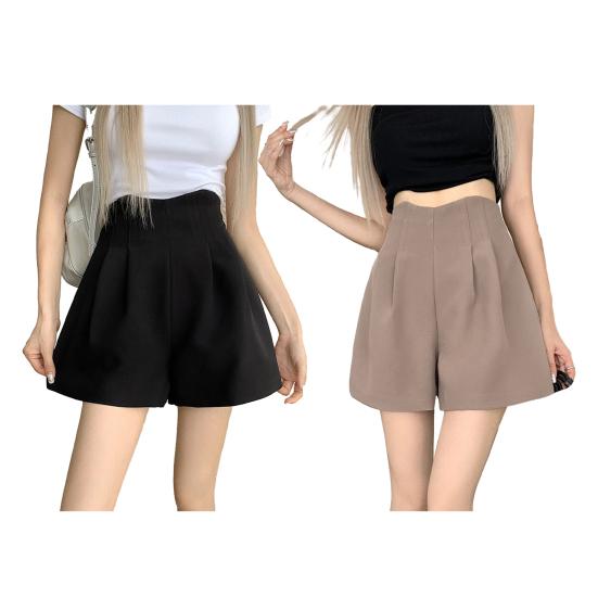 Женские костюмные шорты Плиссированные шорты с высокой талией Летние нарядные рабочие шорты Повседневная домашняя одежда с широкими штанинами