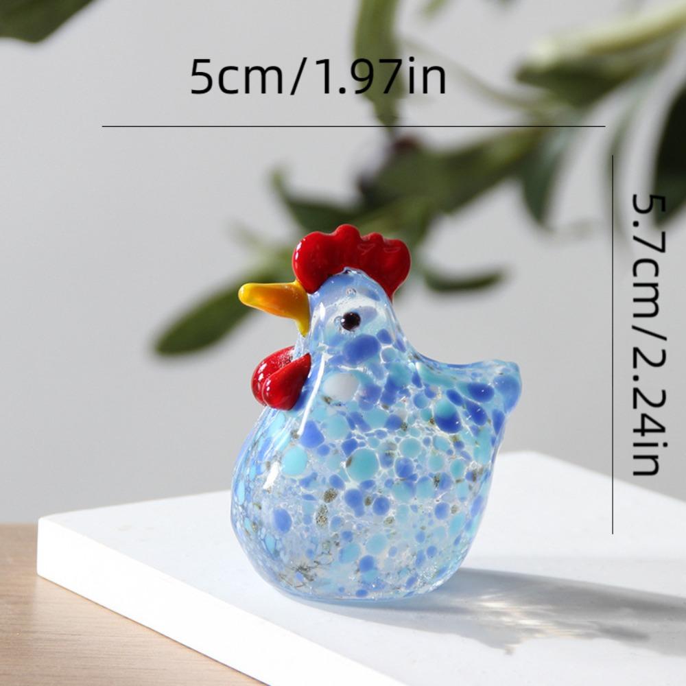Mini Glass Chicken Figurines Hand Blown Turkey Sculpture Crystal Rooster Statues  Living Room