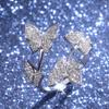 Huitan Creative Fashion Butterfly Wedding Band Opening Engagement Rings For Women Romantic Jewelry Accessories Gifts