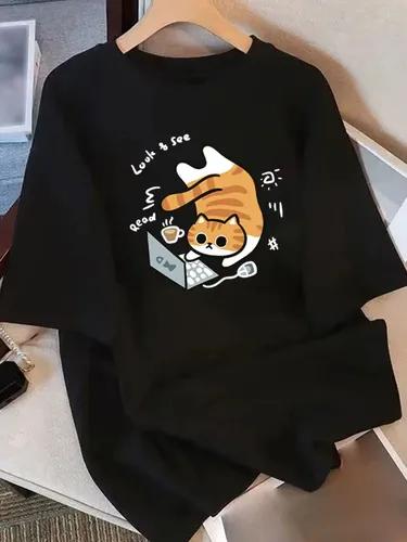 Unisexs Oversized Black Tshirt Its Ok Funny Working Cat Graphic Tee Casual Crew Neck Loose Fit Short Sleeve Top For Summer