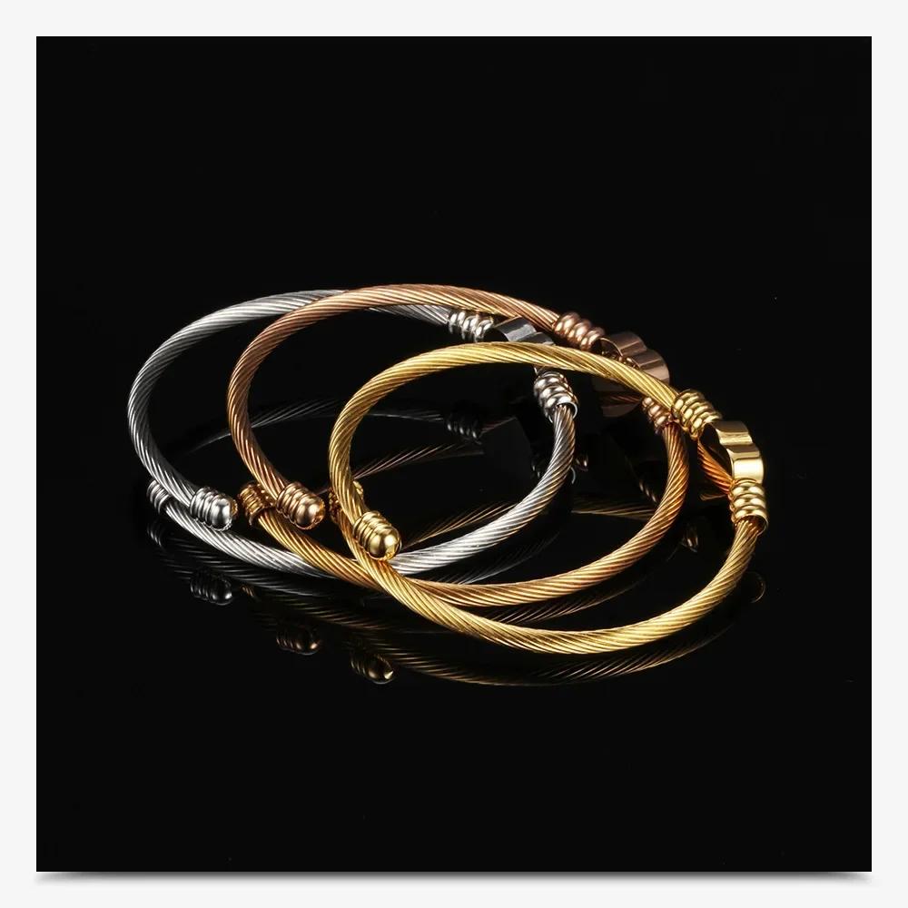 Stainless Steel Cable Bracelet Steel Wire Braided Titanium Steel Love Shape Creative Bracelet Rose Gold Fashion Womens Bracelet