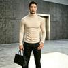 Mens Slim Fit High Neck Knit Sweater Long Sleeve Solid Color Base Layer Winter Warm Pullover