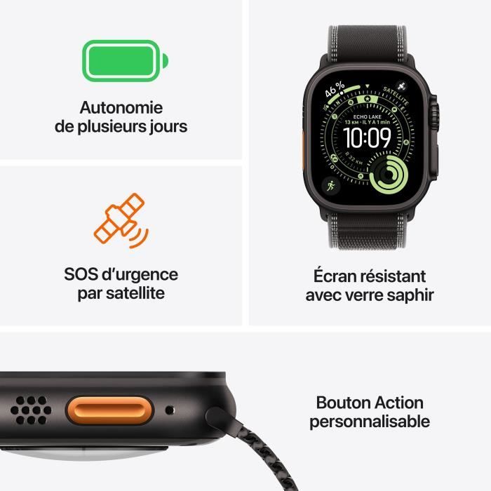 Apple Watch Ultra 3 GPS + Cellular - 49 мм - Корпус из натурального титана - Браслет из натурального титана Milanese Loop - Большой