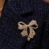 Golden Bowknot Brooch Sparkling Rhinestone Bow Brooch, Mini Shaped Lapel Alloy Pin Pin, Clothing Jewelry Accessory for Women Girls Bag Decoration