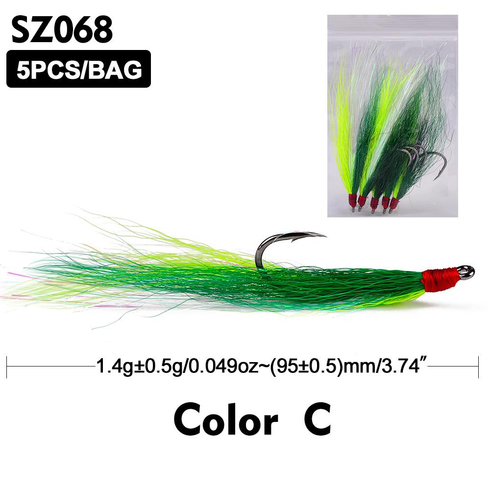 Биомиметический крючок для приманки, якорный крючок, крючок с перьями, привязка для волос, одинарный крючок, колючий рыболовный крючок, рыболовные снасти, аксессуары для рыбалки на открытом воздухе