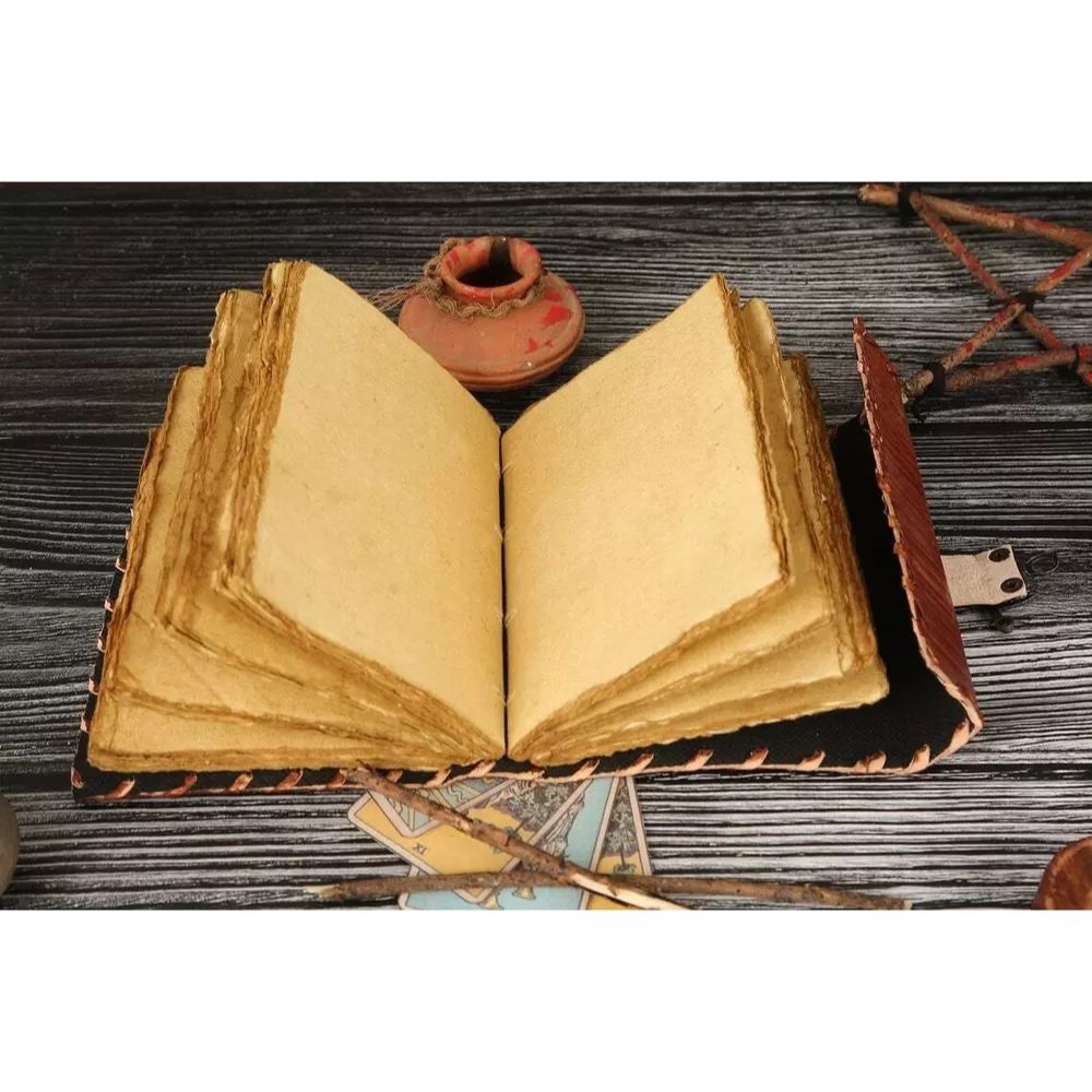 Hocus Pocus Leather Book of Spell Vintage Leather Journal Deckle Edge Paper