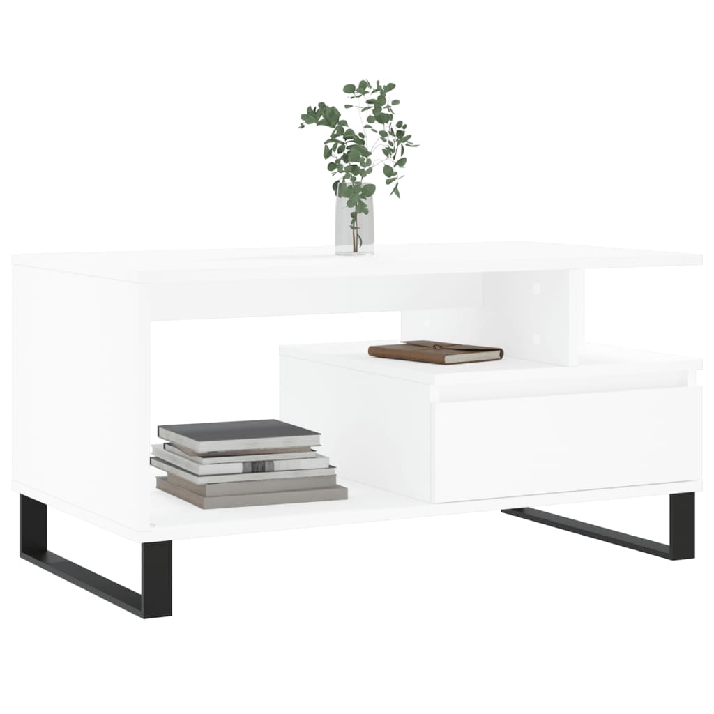  Coffee Table, White 90x49x45 Cm, Wood-based Material