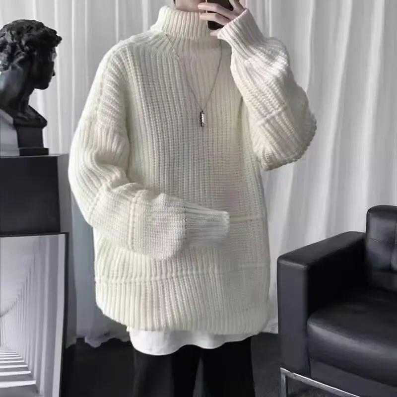 Turtleneck Knitwear Autumnr and Winter High Collar Loose Fit Knitted Sweaters for Men Casual Aesthetic Cheap Top Pullover Man