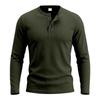 Мужская повседневная рубашка-henley с длинным рукавом, свободного кроя, в рубчик, дышащая, с планкой на пуговицах, топ-пуловер