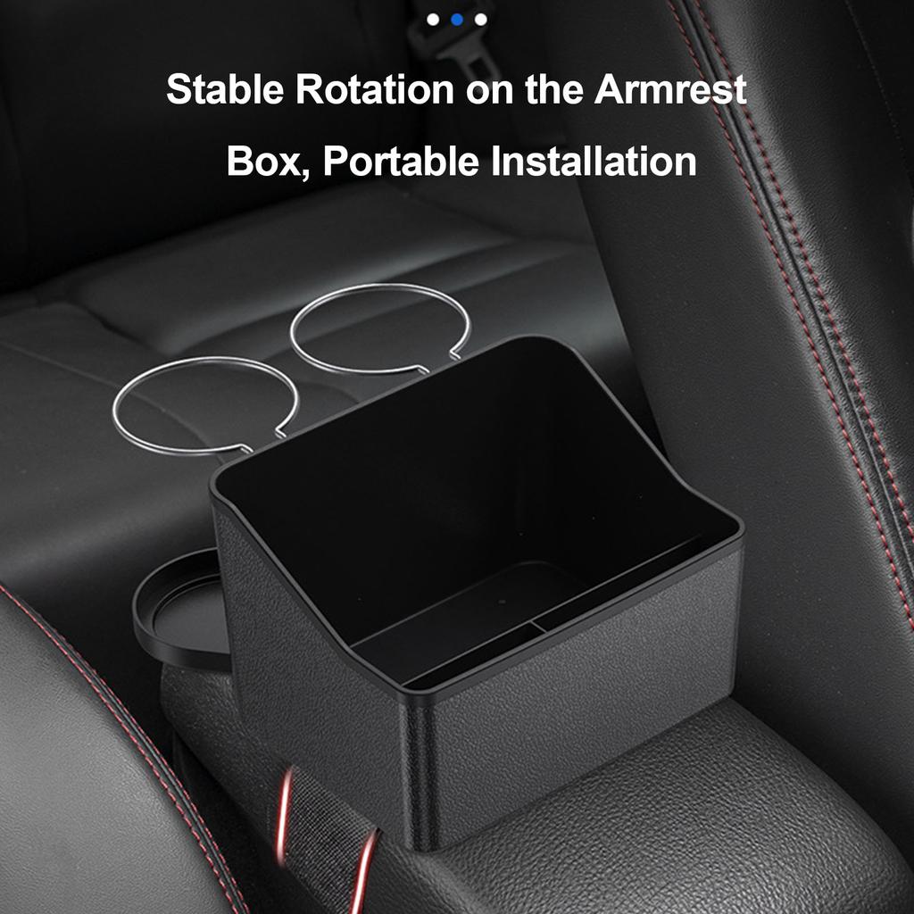 Car Armrest Storage Box With Cup Holder Auto Tissue Storage Box Foldable Auto Armrest Tray Organizer Car Interior For Phone Cup