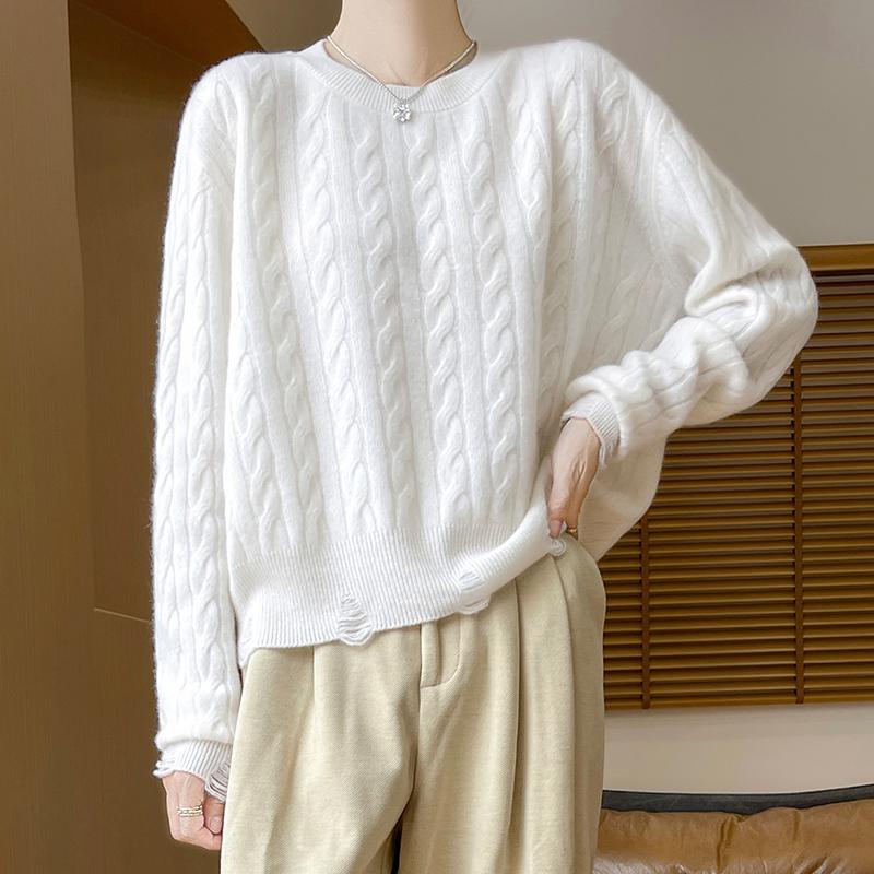 Женский кашемировый свитер Qinghe Cashmere 30% Кашемир 70% Шерсть Осенне-зимний кашемировый пуловер Мягкий и теплый