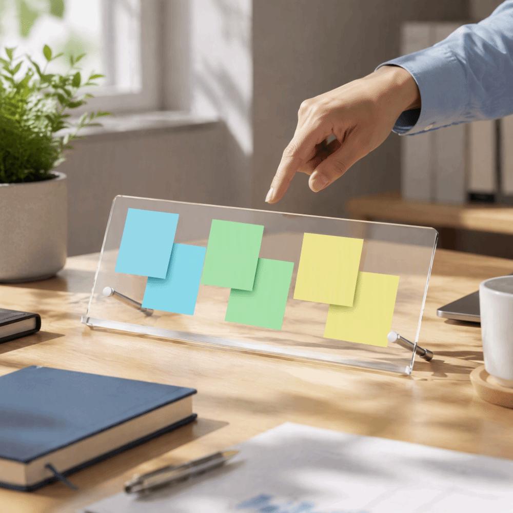 Movable Monitor Memo Board Adhesive-Free Sticky Note Holder Under Monitor Organizer Office Use