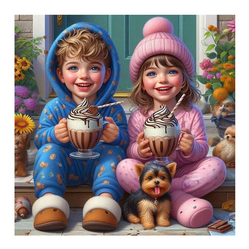 Сладкая парочка 5d DIY полная алмазная картина милая девочка и мальчик собака медведь новая алмазная мозаика вышивка для подарка на день рождения декор комнаты