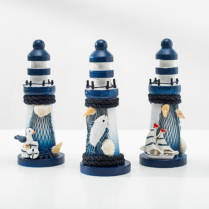 Средиземноморский Океанский Маяк Модель Деревянная Башня-Маяк Звезда Морская Ракушка Дом Комната Спальня DIY Декоративные Поделки Украшение Подарок