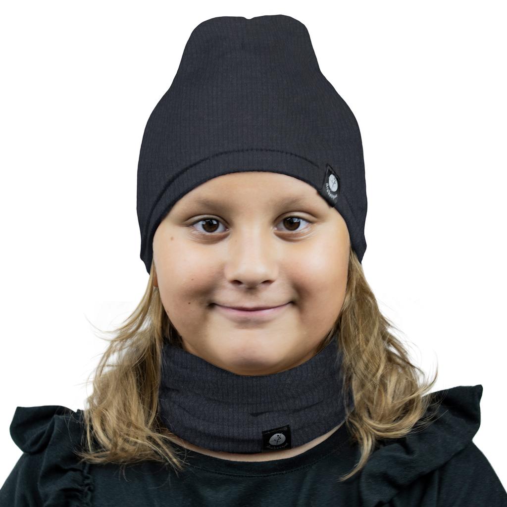 Zestaw Bawełniany Czapka I Komin 1W M01 Jeansowy 46/52